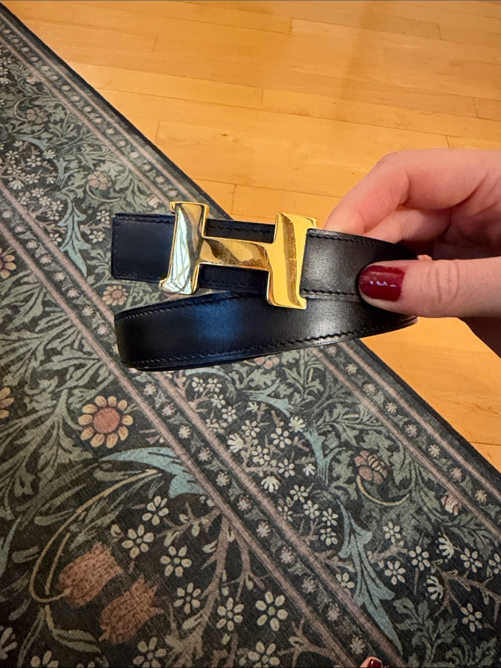 Vintage Hermes Belt with gold H buckle